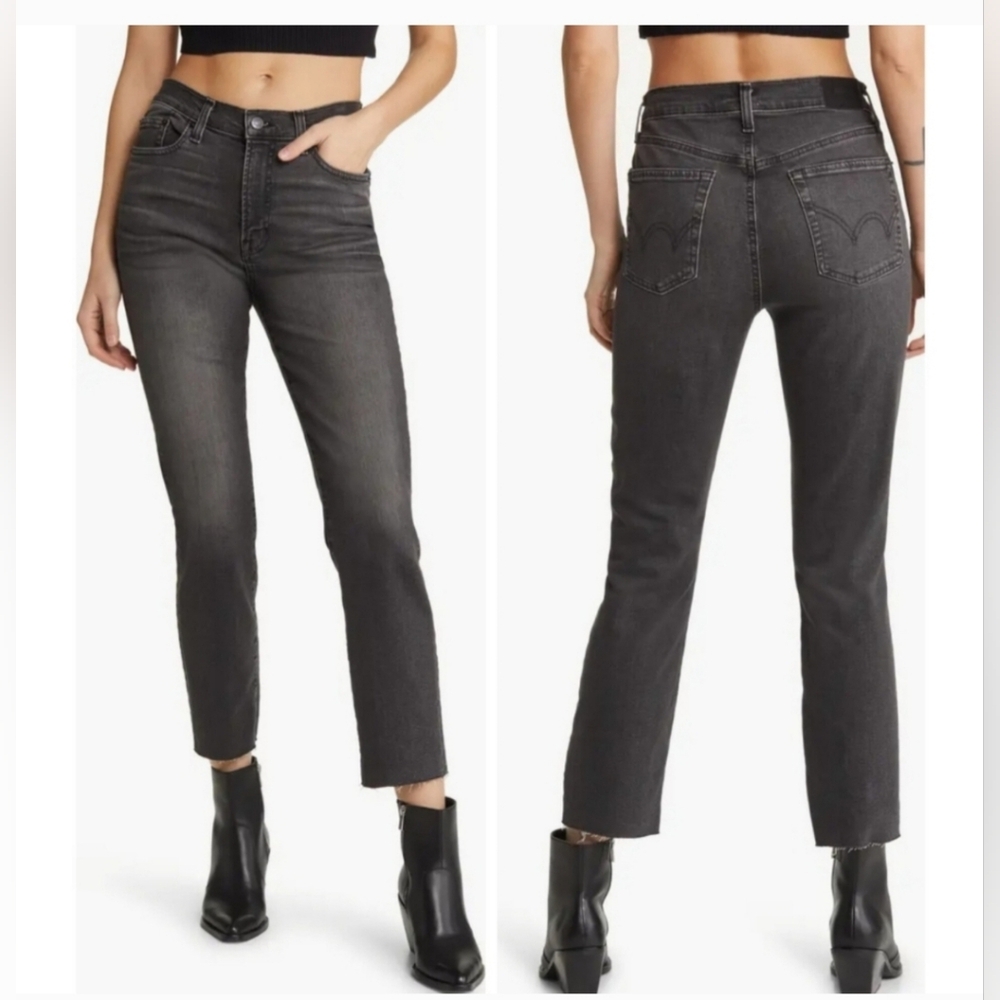 Edwin Bree Slim Straight Crop Jean 27 X 26 Vintage Washed Black Raw Grunge